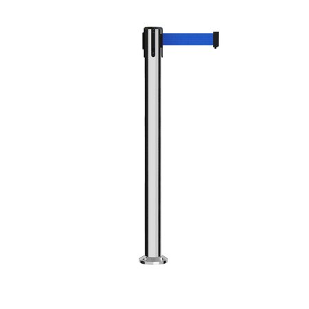 MONTOUR LINE Stanchion Belt Barrier Fixed Base Pol.Steel Post 16ft.Blue Belt MX650F-PS-BL-160